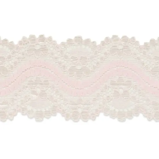 5 Yards of Cora 2 1/4"Stretch Raschel Lace Trim | 5 yard cut Pink {1}