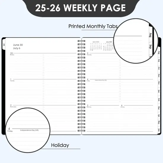 2025-2026 Planner - JUL 2025 to JUN 2026, Weekly and Monthly, 8'' x 10'' with Monthly Tabs, Yearly Planner 2025-2026, 2025-2026 Academic Planner with Twin-wire Binding, Flexible Cover {4}