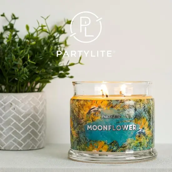 3-Wick Jar Candle, Highly Fragranced Clean Burning Glass Candle, 25-45 Hours Burn Time (Moonflower) {3}