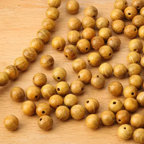 00pcs 8mm Natural Sandalwood Round Beads Gorgeous Craft Handmade Polished Spacer Mala Pray Beads with Elastic Cord for Bracelets DIY Rosary Tasbih Jewelry Making {6}