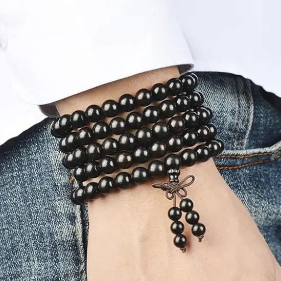 Mala Beads Bracelet 108 8mm Prayer Meditation Sandalwood Elastic&hellip; {5}