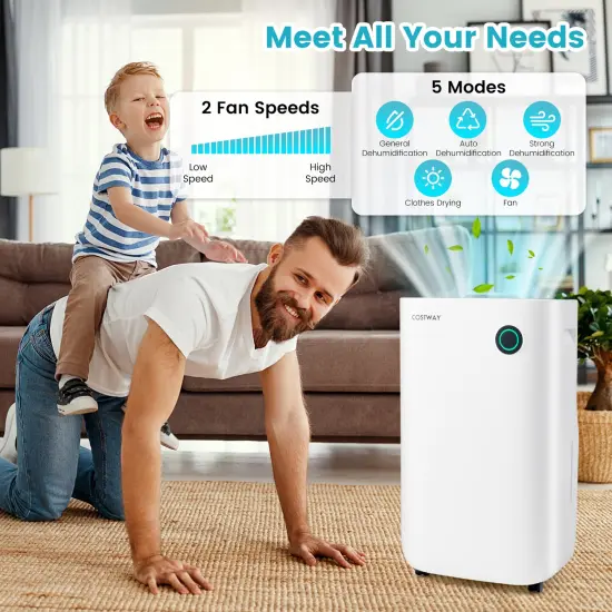 4500 Sq. Ft Dehumidifier with 5 Modes and 3-Color Indicator Light-White {2}