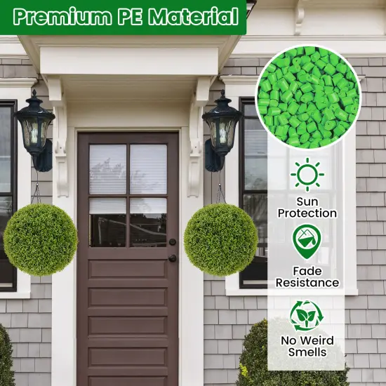 2 Pieces 20 Inch Artificial Plant Boxwood Topiary Ball Indoor and Outdoor Decoration {6}