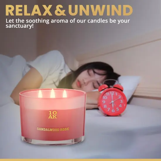 Rose Candle - 3 Wick Candle (12.4oz) - Large Soy Wax Scented Candle - Luxury Candles for Home - Elegant Candles - Housewarming Gift for Women and Men {3}