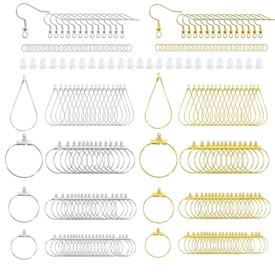 XKCWXY 483Pcs Earring Making Kit with Beading Hoop Earring Finding Component Accessories,Earring Hooks,Jump Rings,Earring Backs for Jewelry Making DIY Craft {1}