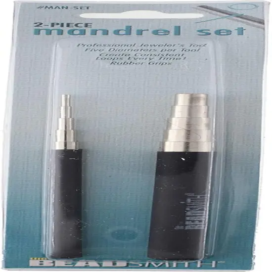 The Beadsmith 2-Piece Mandrel Set &ndash; Carbon Steel, Rubber Grip &ndash; 5.5&rdquo; Long &ndash; 5 diameters per Tool - Metal Jewelry Forming Tool &ndash; Create Consistent Loops Every Time {5}