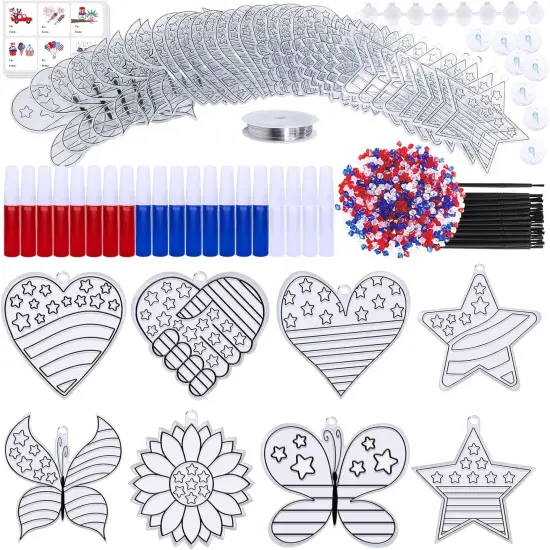 24 Sets Patriotic Suncatchers Ornaments Decorations {2}