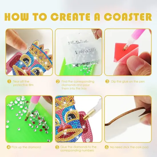 10 Pcs Summer Tiki Shaped Diamond Art Coasters Kits DIY Hawaii Diamond Dots Art Coasters with Holder Christmas Crafts {3}