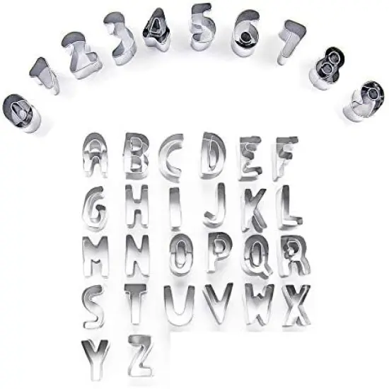 Mini Alphabet & Number Cookie Cutter Set Stainless Steel 36 Pieces {1}