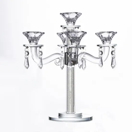 Crystal Candelabra 5 Arms Medallions with Crushed Inner Gemstones {1}