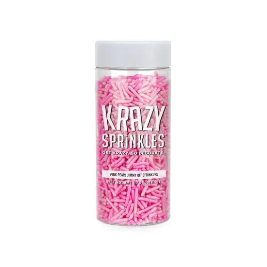 Krazy Sprinkles - Pink Pearl Jimmies (1/2 Cup, 1x Jar) for Cakes, Ice Cream & Cookies {3}