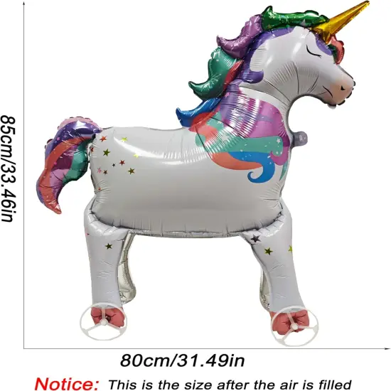 Self-Standing Unicorn Animal Foil Balloons - Walking With Wheels for Metallic Party - Rainbow Party Decorations Supplies {2}