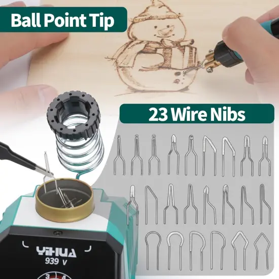 939-V Wood Burning Pen Wood Burning Kit with 23 Wire Nibs, Detachable Wood Burning Pen, 6 Wood Pieces, 6 Stencils, Tweezers Used as Wood Burning Tool {3}