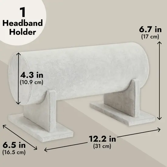 Velvet Headband Holder and Organizer Stand for Girls and Women - Storage Rack and Display for Hair Accessories (Gray) Grey {4}