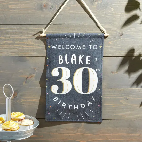 Personalized Birthday Welcome Sign for 30th Birthday Party with Stickers (9.5 x 15.5 In) Grey {2}