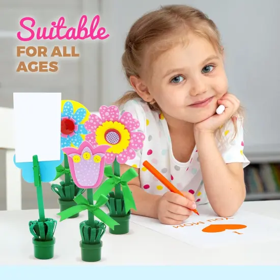 Foam Flower Pot Craft Kit DIY Bulk 12 Pack Summer Crafts for Kids, Mothers Day Card Holder, Recipe or Picture Holder DIY Mothers Day Gifts from Kids School Classroom Home Activities {2}