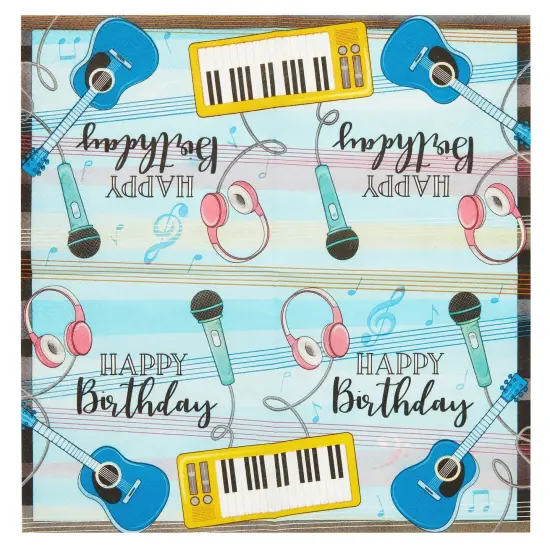 100 Pack Music Notes Paper Napkins for Music Themed Party Decorations (5x5 In) Blue {3}