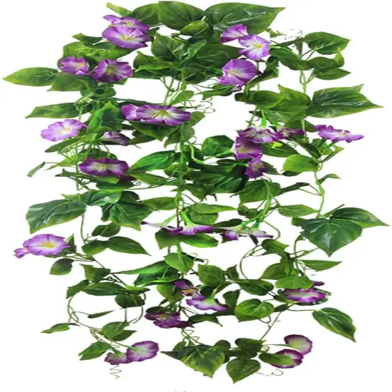 Artificial Vines 15Feet Silk Flower Summer Garland for Outdoors Purple Morning Glory Vine Artificial Flowers Hanging Plants Garland {1}