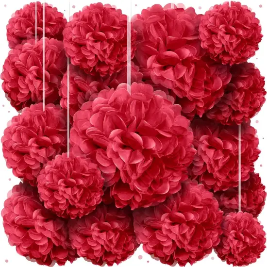 Red Tissue Paper Pom Poms - Assorted Sizes - Red Party Decorations for Birthdays, Weddings, Baby Showers and Special Occasions {1}