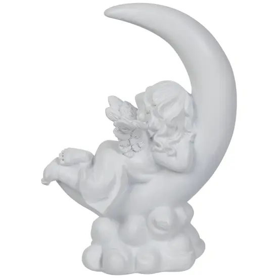 Northlight Girl Cherub Laying on Crescent Moon Statue - 7.25" White {7}