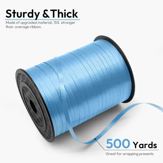 500 Yards 3/16" Crimped Curling Ribbon Light Blue, Balloon String Curly Ribbon 1 Roll for Gift Wrapping {2}