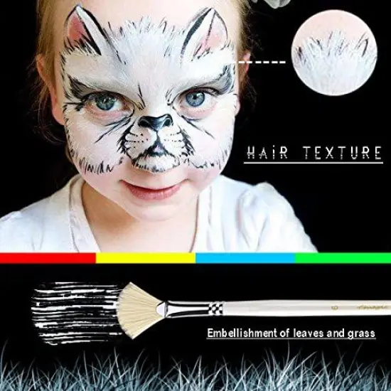 Fan Brush Set - Hog Bristle Natural Hair - Artist Soft Anti-Shedding Paint Brushes for Acrylic Watercolor Oil Painting, Long Wood Handle with Case, Set of 6 {5}