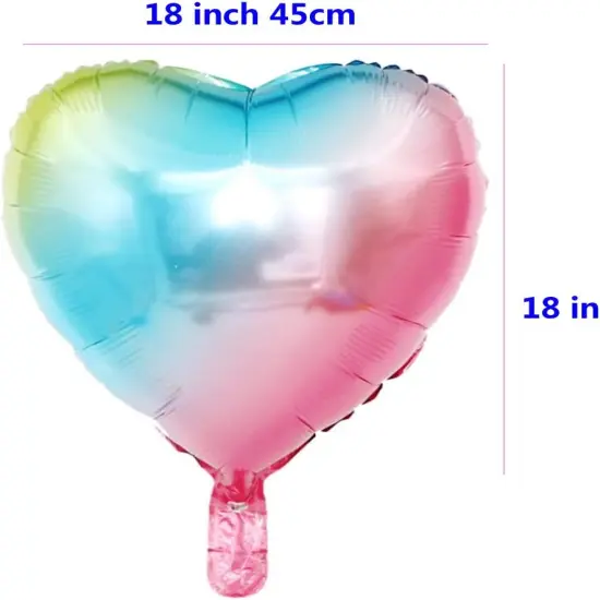 [10 Pack] Heart Shape Foil Balloons, 18" Mylar Balloons Colorful Rainbow Decorations for Birthday Party {4}
