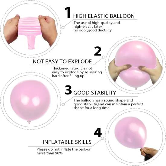 Pink Balloon Arch Kit, Pastel Balloons of Different Sizes Pack of 18 12 10 5 Inch for Birthday Party or Gender Reveal Party Balloon Arch as Graduation Wedding Baby Shower Party Decorations {2}