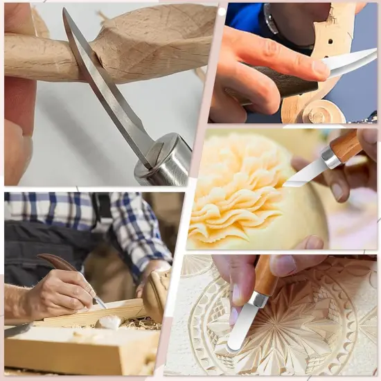 12-Piece Wood Carving Tool Set with Hook Knife, Detail Knife, Chipping Knife, Cut-Resistant Gloves, Sandpaper & Sharpening Strop &ndash; Complete Carving Kit with Carrying Bag for Beginners & Professionals {2}