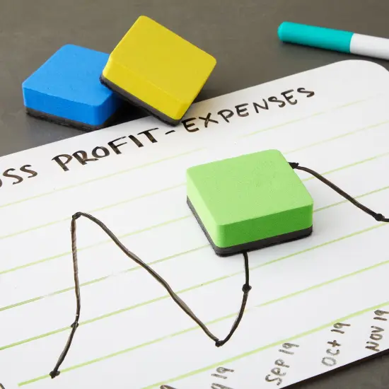 24 Pack Square Magnetic Mini Dry Erase Board Erasers for Teachers, Classroom Whiteboard, School Supplies, Bulk (4 Colors, 1.96 x .74 in) {3}