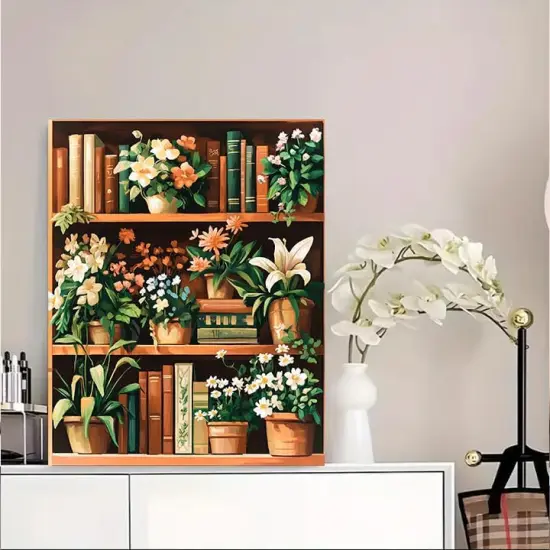 Plants Paint by Numbers for Adults-Paint by Numbers Kit for Adults, Bookshelf Painting by Numbers for Gift Home Wall Decor(Plants,16x20 inch) {2}