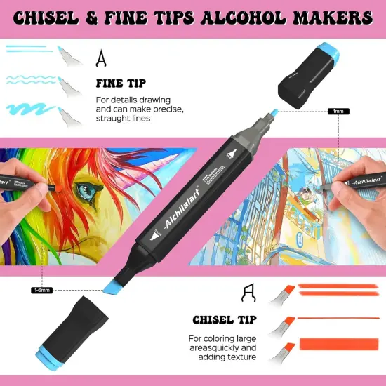 80-Colors Alcohol Based markers, Alcohol Markers Set, Dual Tip Alcohol Sketching Drawing Markers Animation for Adults Kids {2}