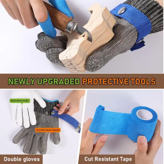 Wood Carving Kit Forest Animals Wood Whittling Kit for Beginners Adults Kids,Wood Carving Tools Set with Whittling Knife and K2 Carbon Steel Wood Carving Knife and 5Pcs Big Basswood Wood Blocks {5}