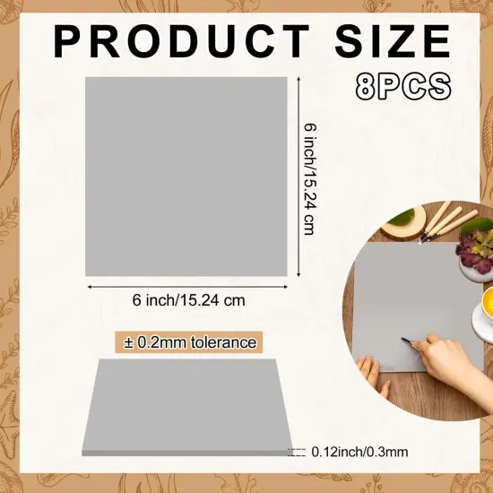 8 Pcs Linoleum Block Rubber Carving Block Soft Linocut Block Large Lenolium Sheet Unmounted Lino Plates for Engraving Art Project Printmaking Artist Studio Supplies(6 x 6 Inch,Gray) {2}