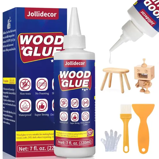 220ml Wood Glue for Furniture Heavy Duty, Waterproof Strong Adhesive Craft Glue Clear Fast Drying Balsa Super Glue for Woodworking {1}