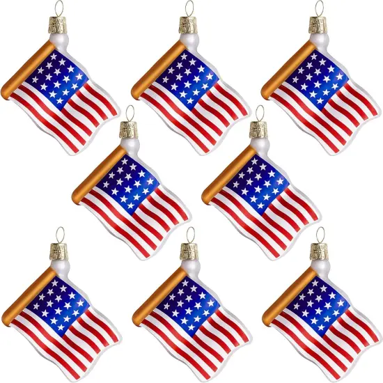 8 PCS American Flag Glass Ornaments -4th of July Tree Glass Hanging Decorations {1}