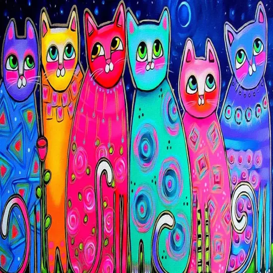 DIY 5D Diamond Painting Colorful Cat Kits for Adults Art Kids Round Full Drill Diamond,Cross Stitch Crystal Rhinestone Pictures Craft {1}