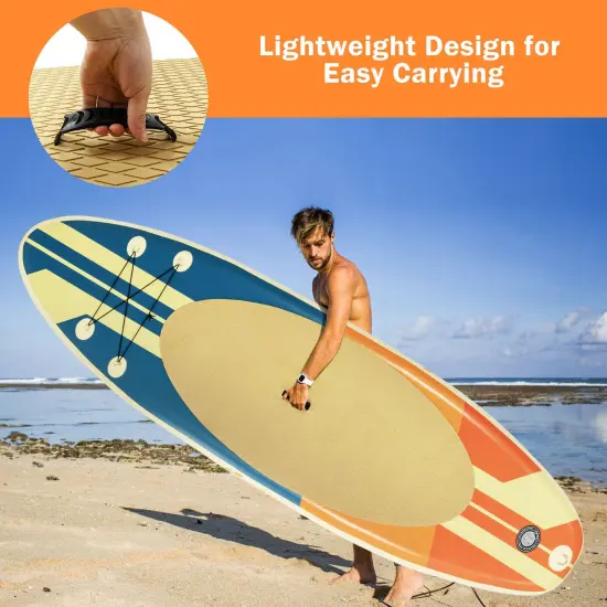 Yellow PVC Inflatable Paddle Board Adjustable Paddle Full Equipment Backpack {6}