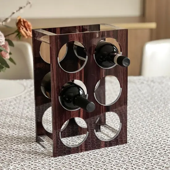 Lucite Wood Look Wine Holder {3}