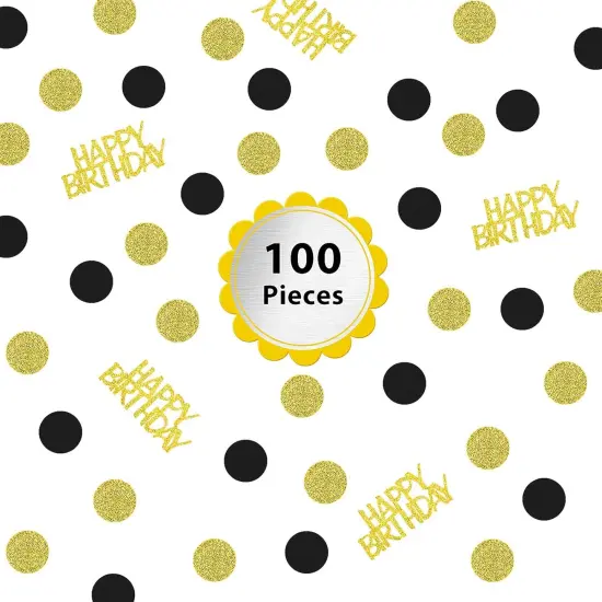 Happy Birthday Party Confetti for Table Glitter Black and Gold Birthday Table Confetti,Sprinkling Scatter Circle Dots Birthday Confetti Paper for Birthday Party Table Confetti Decorations (100 PCS) {3}