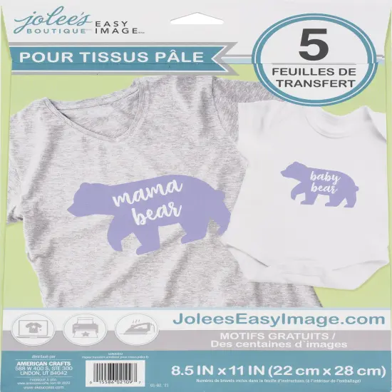 Jolee's Easy Image Transfer Sheets 8.5"X11" 5/Pkg-For Light Fabrics {3}