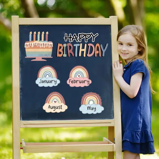 Boho Rainbow Happy Birthday Bulletin Board {3}