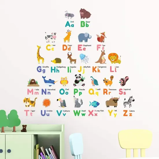Colourful Animal Alphabet ABC Kids Wall Stickers {4}
