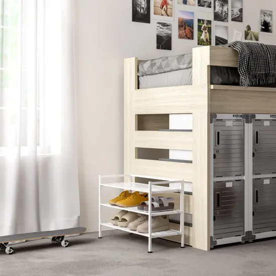 Seville Classics 3-Tier HOME Resin Slatted Shoe Rack White {2}