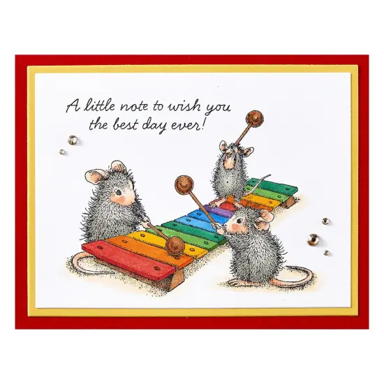 House Mouse Cling Rubber Stamp-Music To my Ears, Rare Bloom {4}