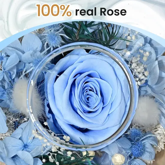 Eternal Preserved Real Rose with 18 Scented Candle Set {2}