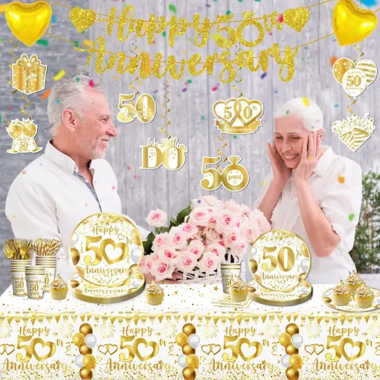 162pc 50th Anniversary Decorations - Tableware {5}