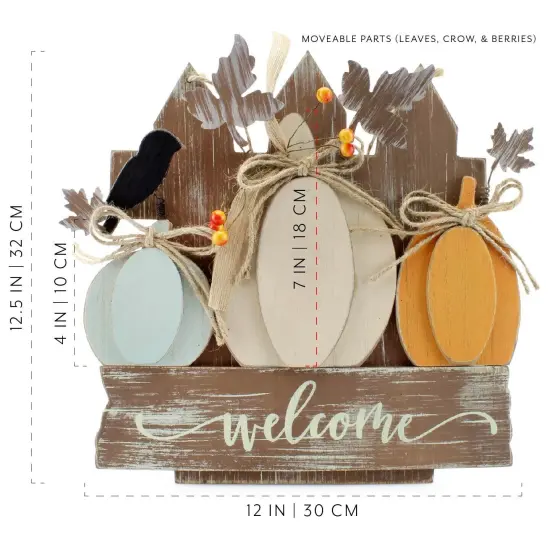 Farmhouse Fall Door Sign 12.5x12in Wooden Harvest Decor {6}
