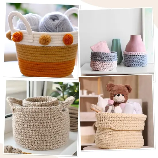 2 Pcs Wooden Basket Bottom Crochet Basket {3}