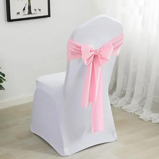 10 Pieces Pink Soft 8"x108" Polyester Chair Sashes, Wrinkle Resistant Wedding Decor {2}
